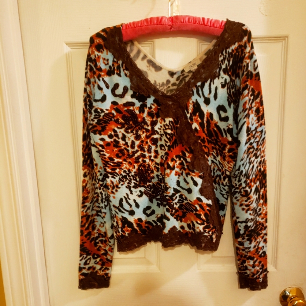 Cache Sweater. Beautiful Color Ful Print M. Like … - image 1